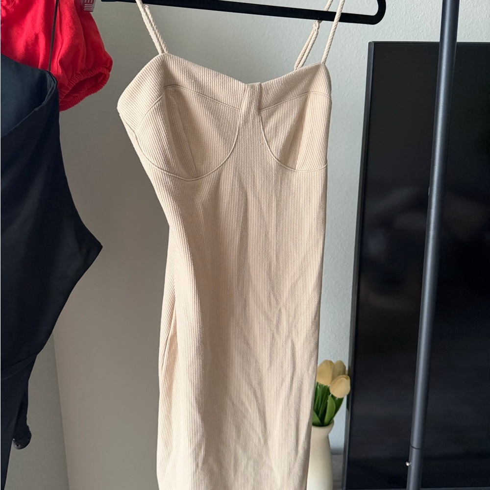 Elegant Cream Spaghetti Strap Dress